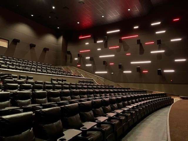 SOUNDSTRETCH acoustical wall system installation at Cinemark XD